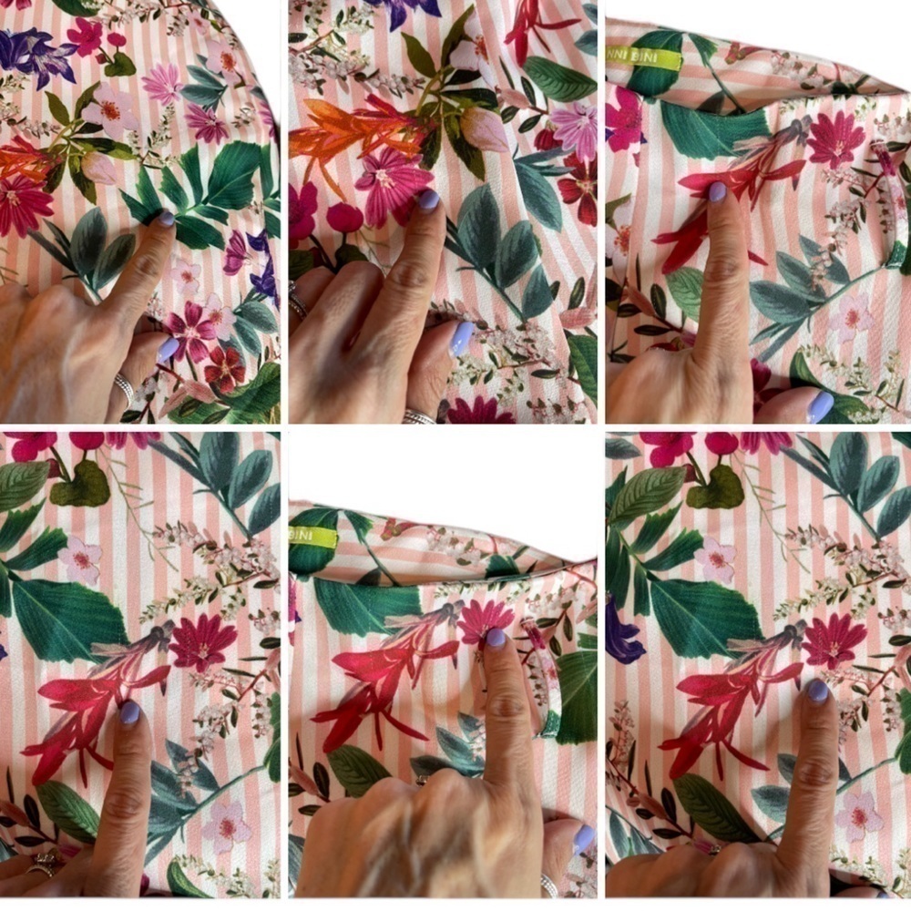 Gianni & Bini Striped Floral Wide Leg Belted Pants | Size 8 - Picture 13 of 13